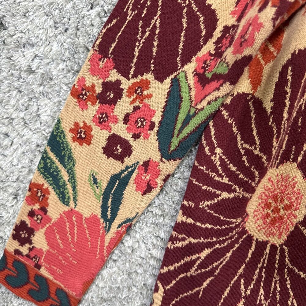 Soft Surroundings Floral Knit Long Line Cardigan Sweater Large Colorful Boho - Picture 8 of 15